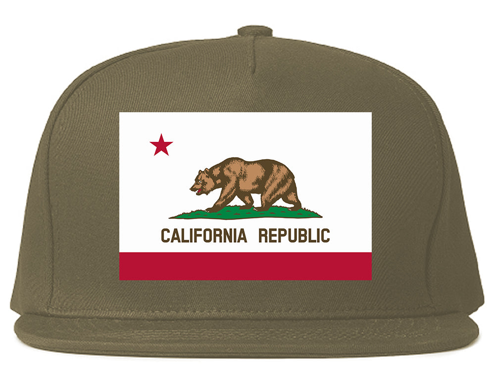 California State Flag CA Chest Mens Snapback Hat Grey