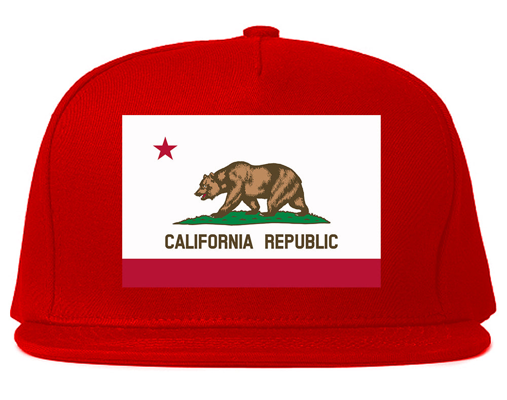 California State Flag CA Chest Mens Snapback Hat Red