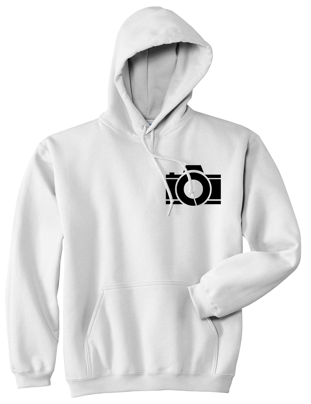 Camera Photographer Chest White Pullover Hoodie by Kings Of NY