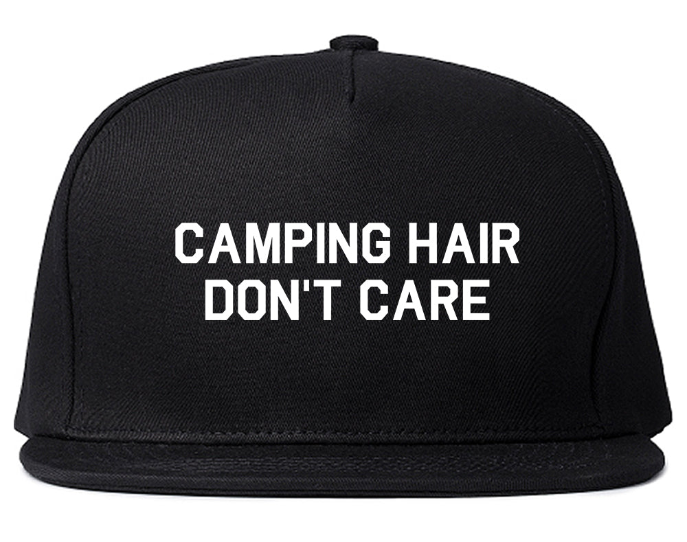 Camping Hair Dont Care Snapback Hat Black
