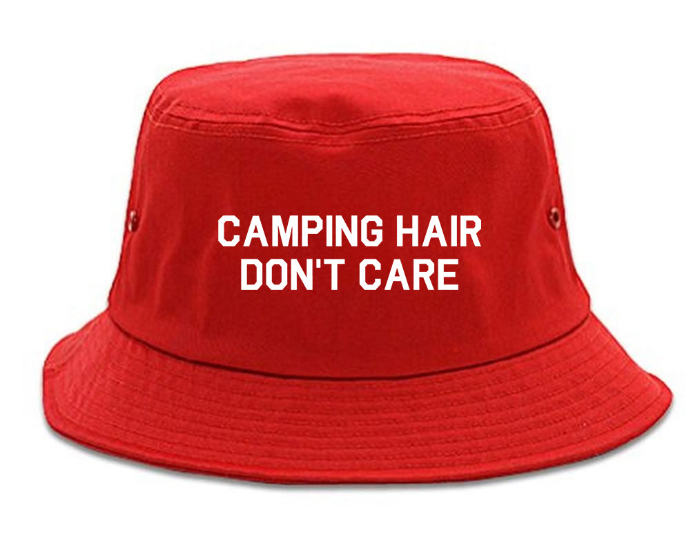 Camping Hair Dont Care Bucket Hat Red
