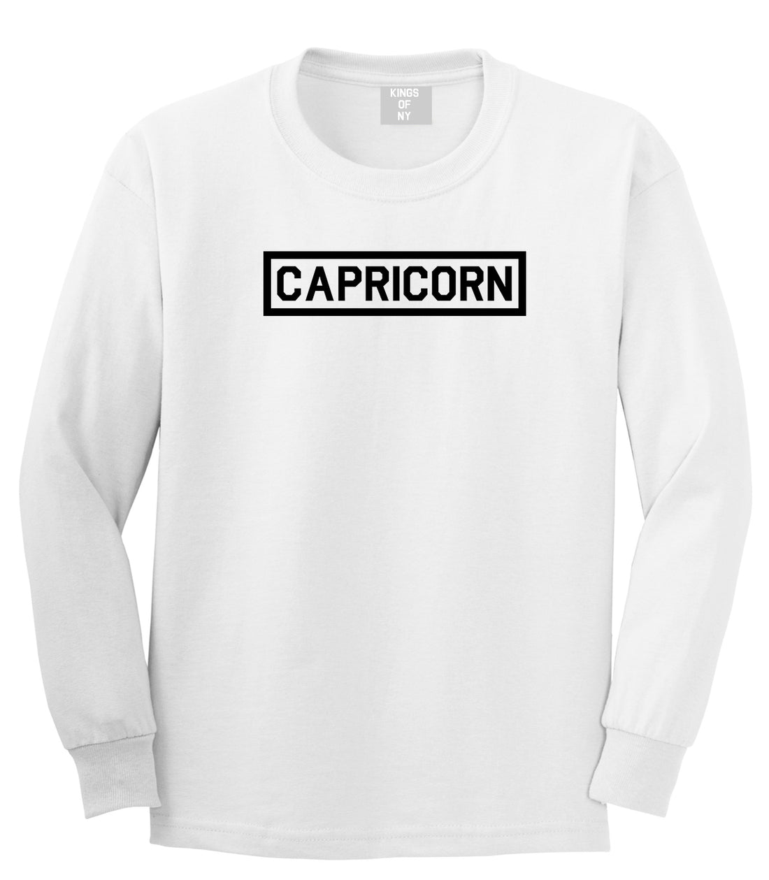 Capricorn Horoscope Sign Mens White Long Sleeve T-Shirt by KINGS OF NY