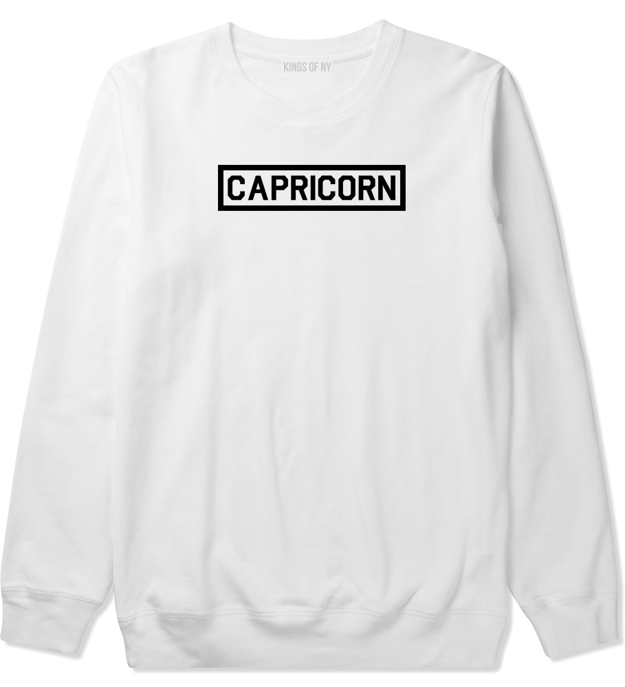 Capricorn Horoscope Sign Mens White Crewneck Sweatshirt by KINGS OF NY