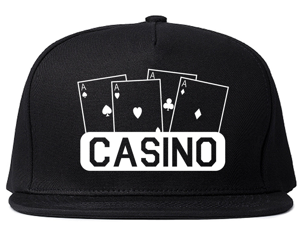 Casino Ace Cards Snapback Hat Black