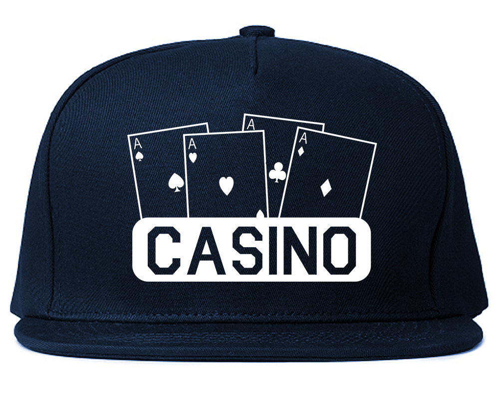 Casino Ace Cards Snapback Hat Blue
