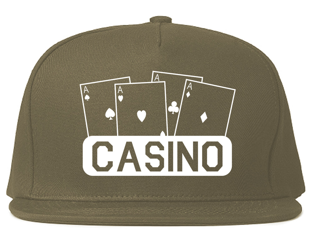 Casino Ace Cards Snapback Hat Grey