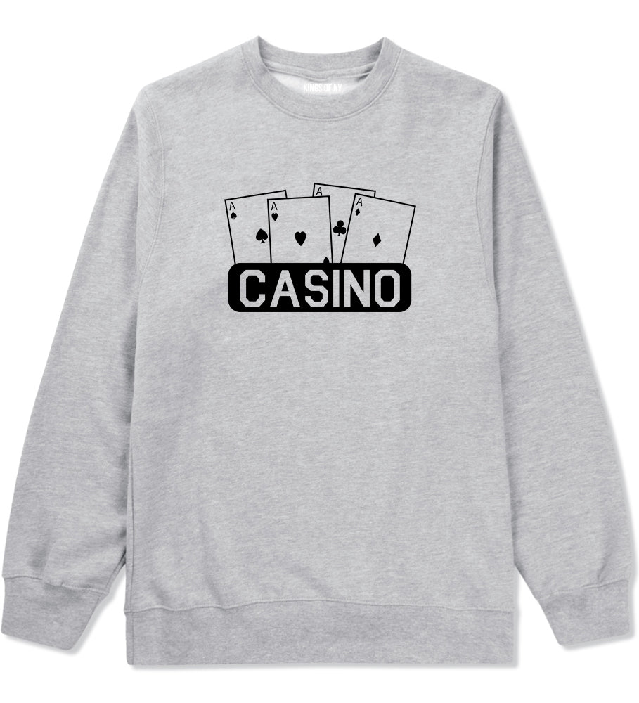 Casino Ace Cards Grey Crewneck Sweatshirt by Kings Of NY