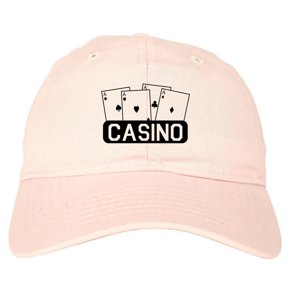 Casino Ace Cards Dad Hat Baseball Cap Pink