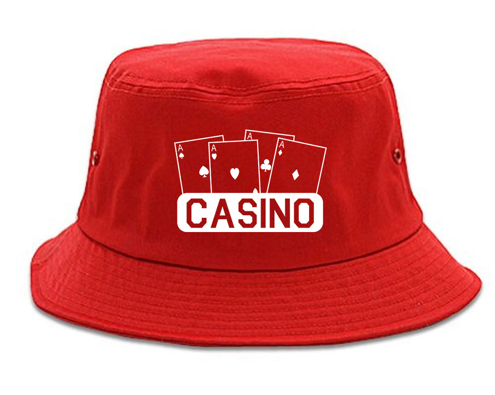 Casino Ace Cards Bucket Hat Red