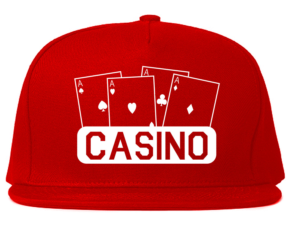 Casino Ace Cards Snapback Hat Red