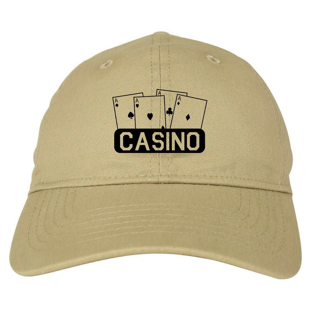 Casino Ace Cards Dad Hat Baseball Cap Beige