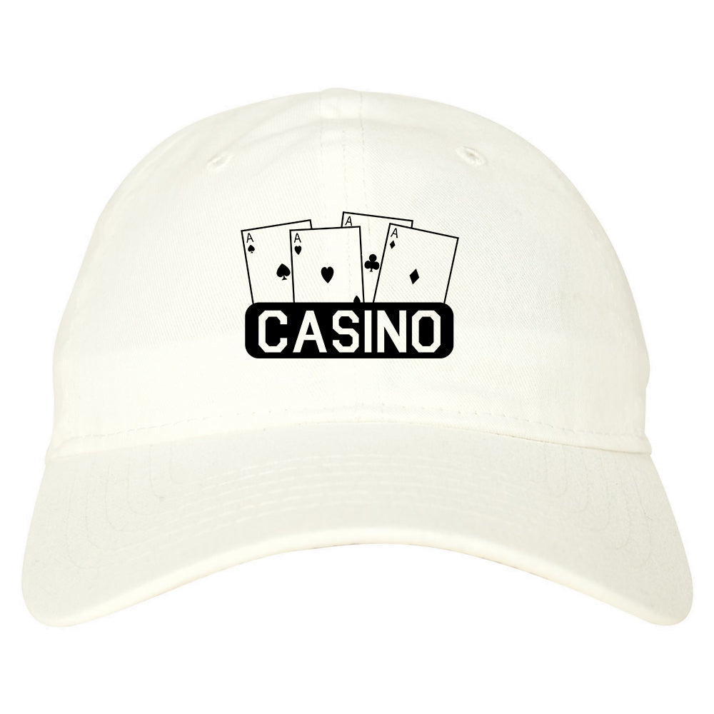 Casino Ace Cards Dad Hat Baseball Cap White