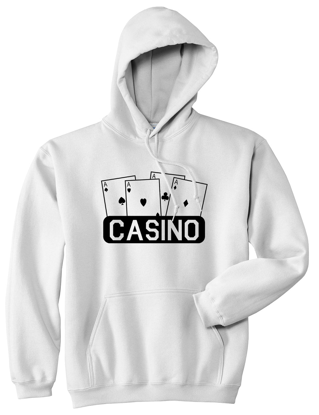 Casino Ace Cards White Pullover Hoodie by Kings Of NY