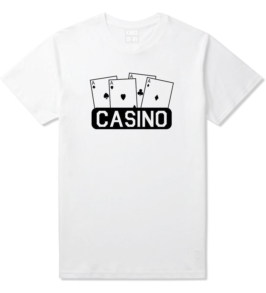 Casino Ace Cards White T-Shirt by Kings Of NY