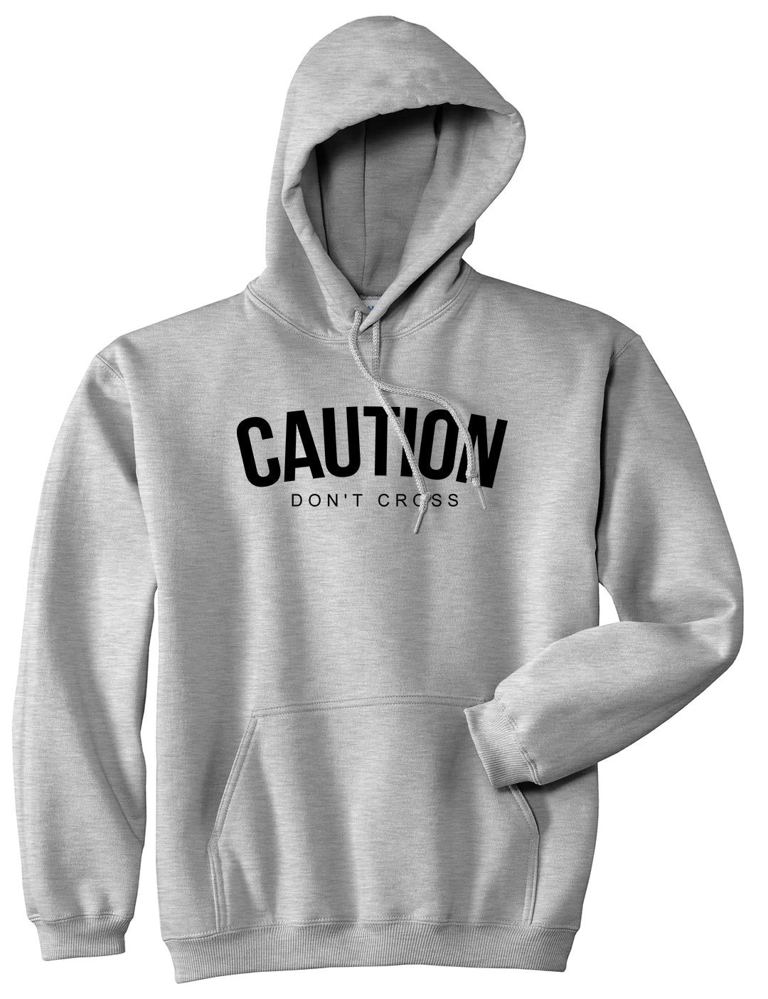 Caution Dont Cross Mens Pullover Hoodie Grey by Kings Of NY