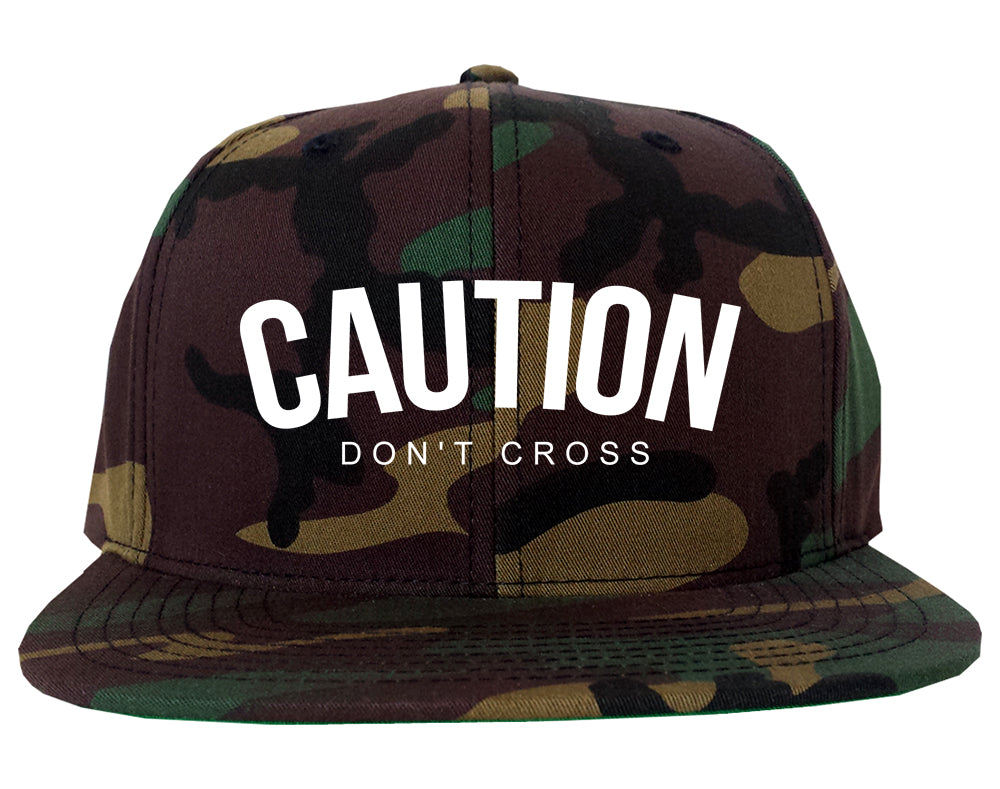 Caution Dont Cross Mens Snapback Hat Camo