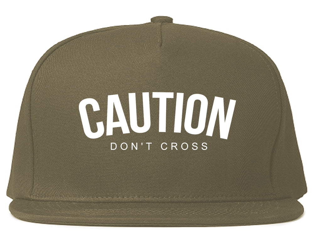 Caution Dont Cross Mens Snapback Hat Grey