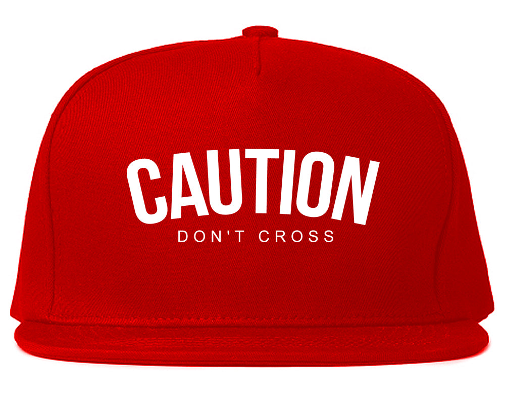 Caution Dont Cross Mens Snapback Hat Red