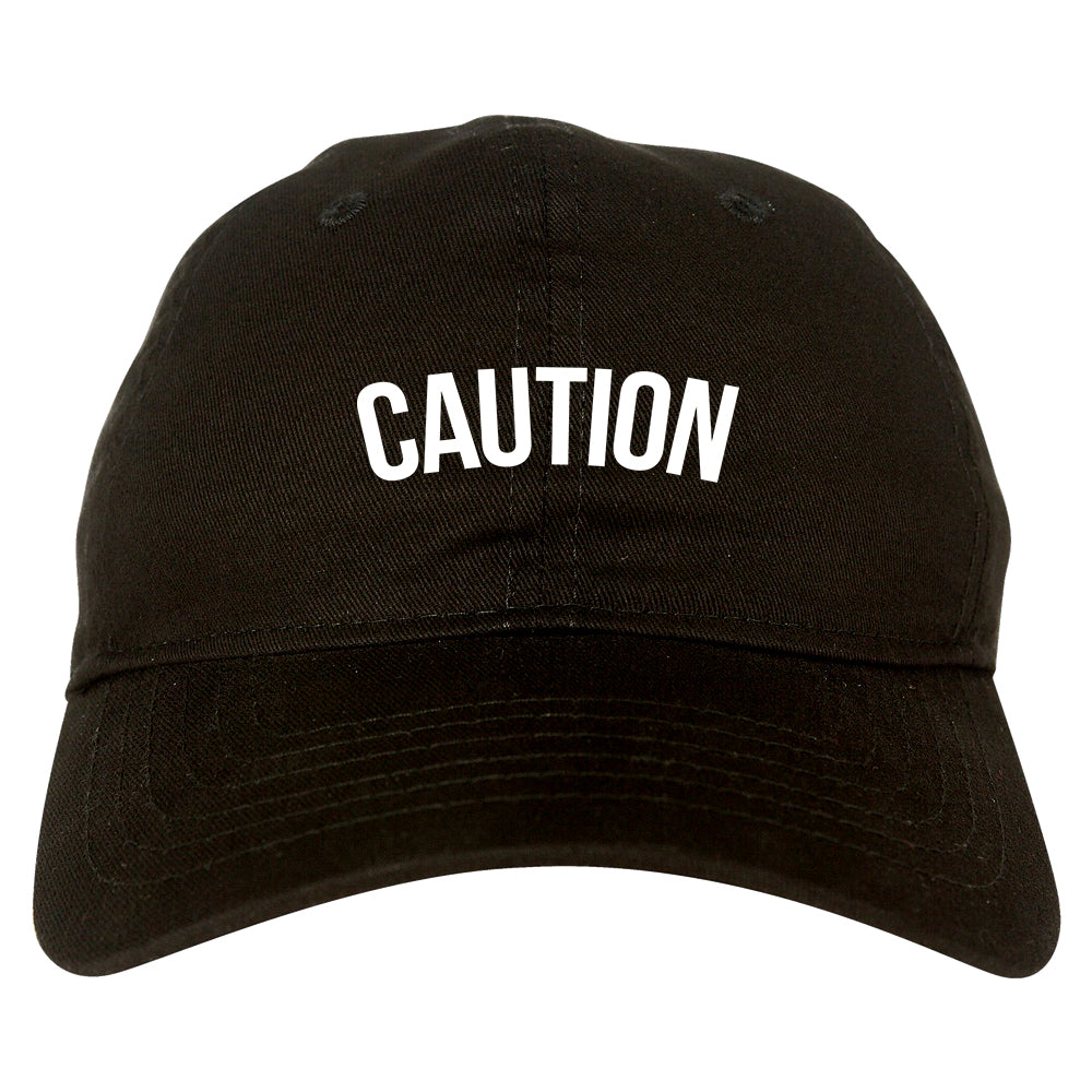 Caution Mens Dad Hat Baseball Cap Black