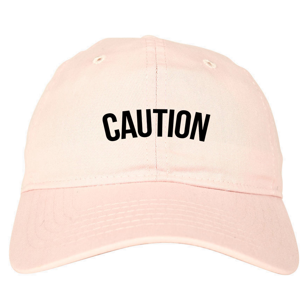 Caution Mens Dad Hat Baseball Cap Pink