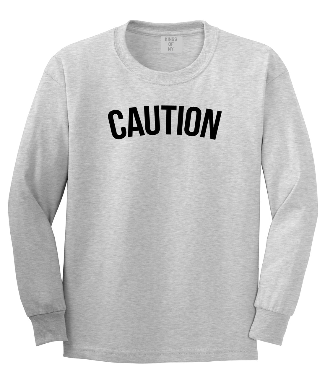Caution Mens Long Sleeve T-Shirt Grey by Kings Of NY
