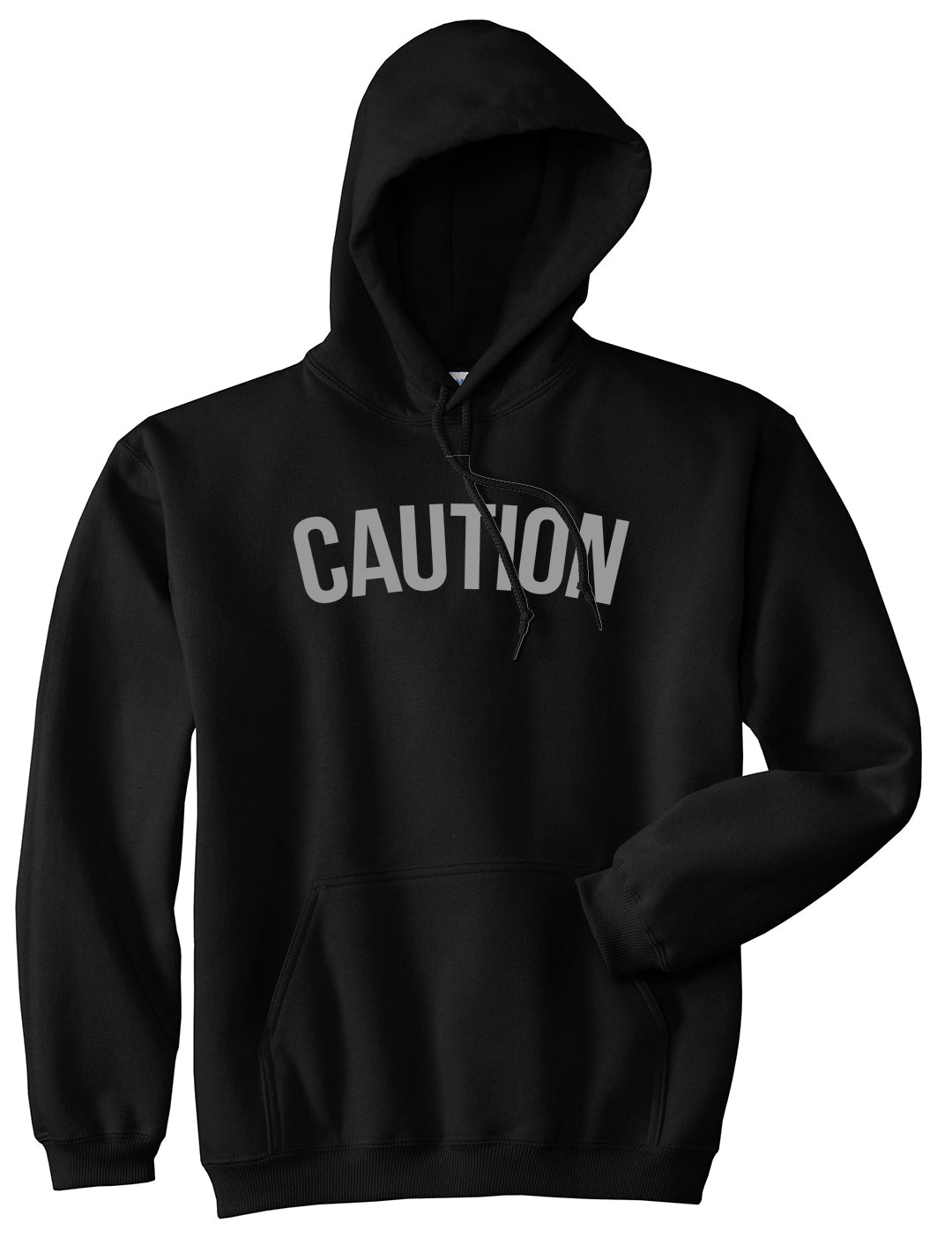 Caution Mens Pullover Hoodie Black by Kings Of NY