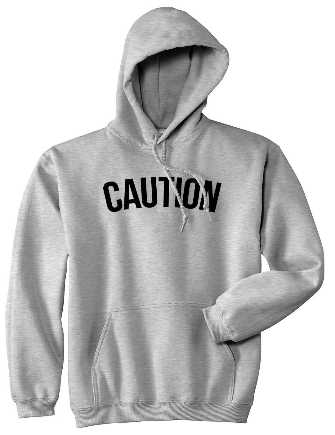 Caution Mens Pullover Hoodie Grey by Kings Of NY