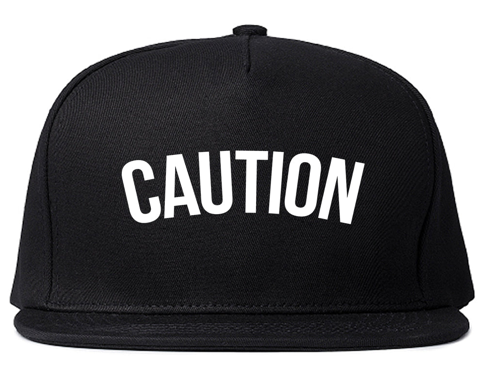 Caution Mens Snapback Hat Black