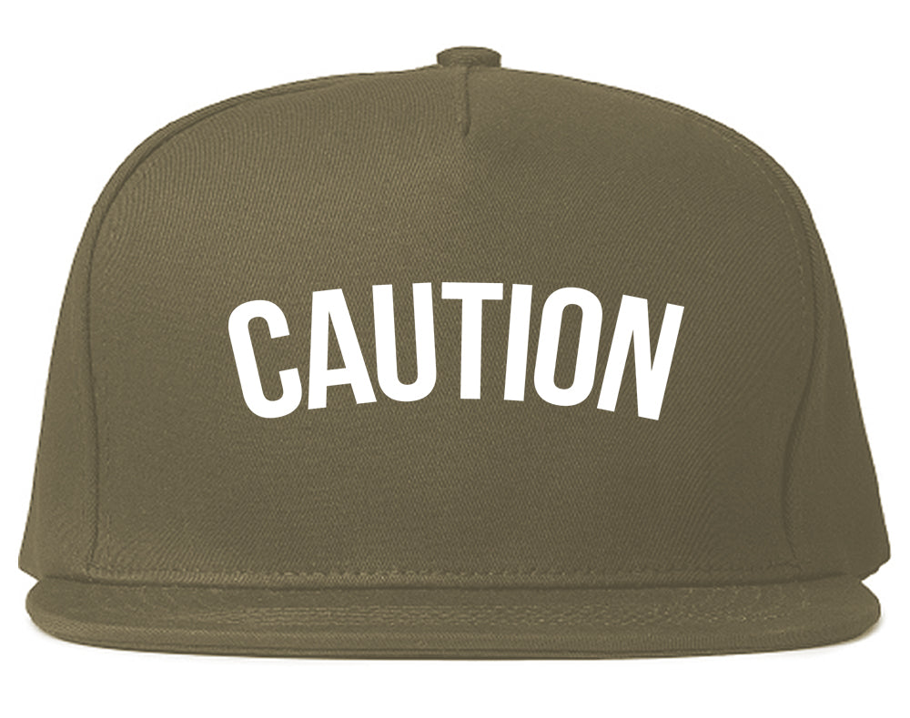 Caution Mens Snapback Hat Grey