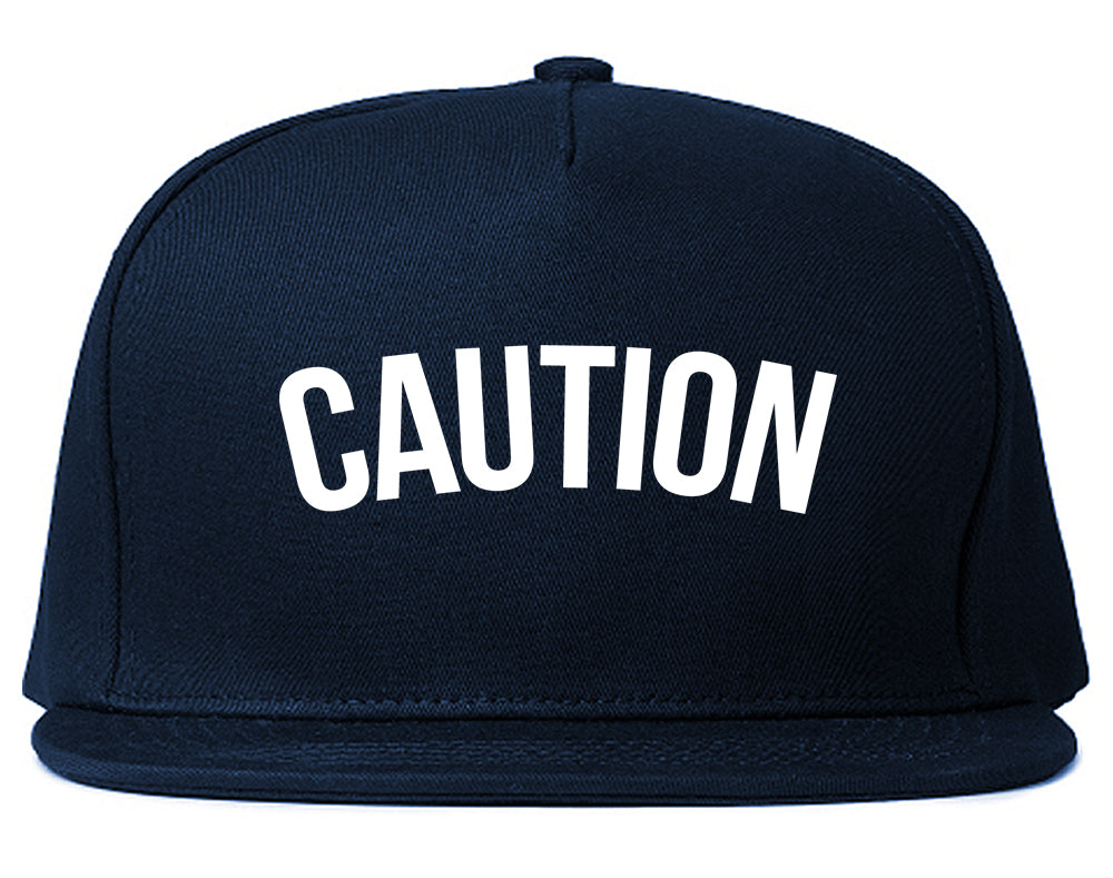 Caution Mens Snapback Hat Navy Blue