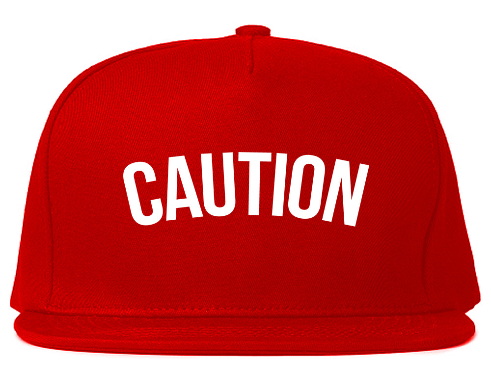 Caution Mens Snapback Hat Red
