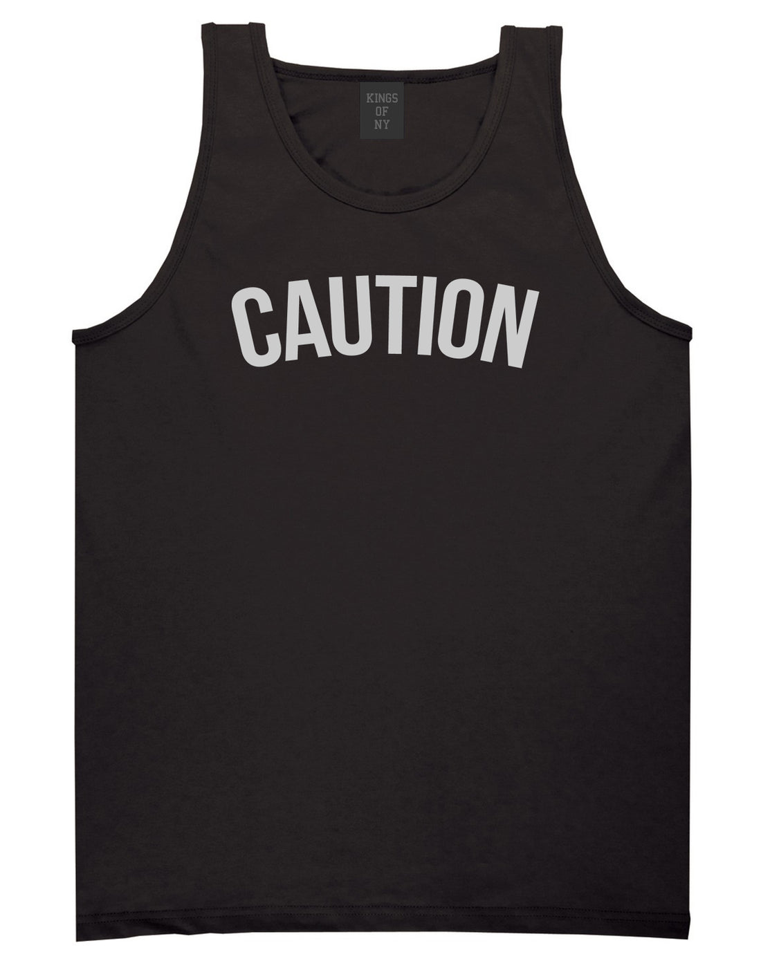 Caution Mens Tank Top Shirt Black by Kings Of NY
