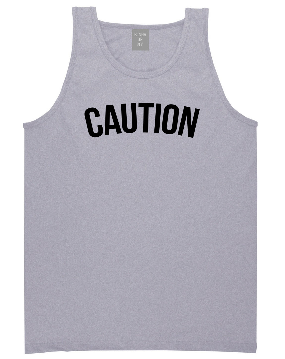 Caution Mens Tank Top Shirt Grey by Kings Of NY
