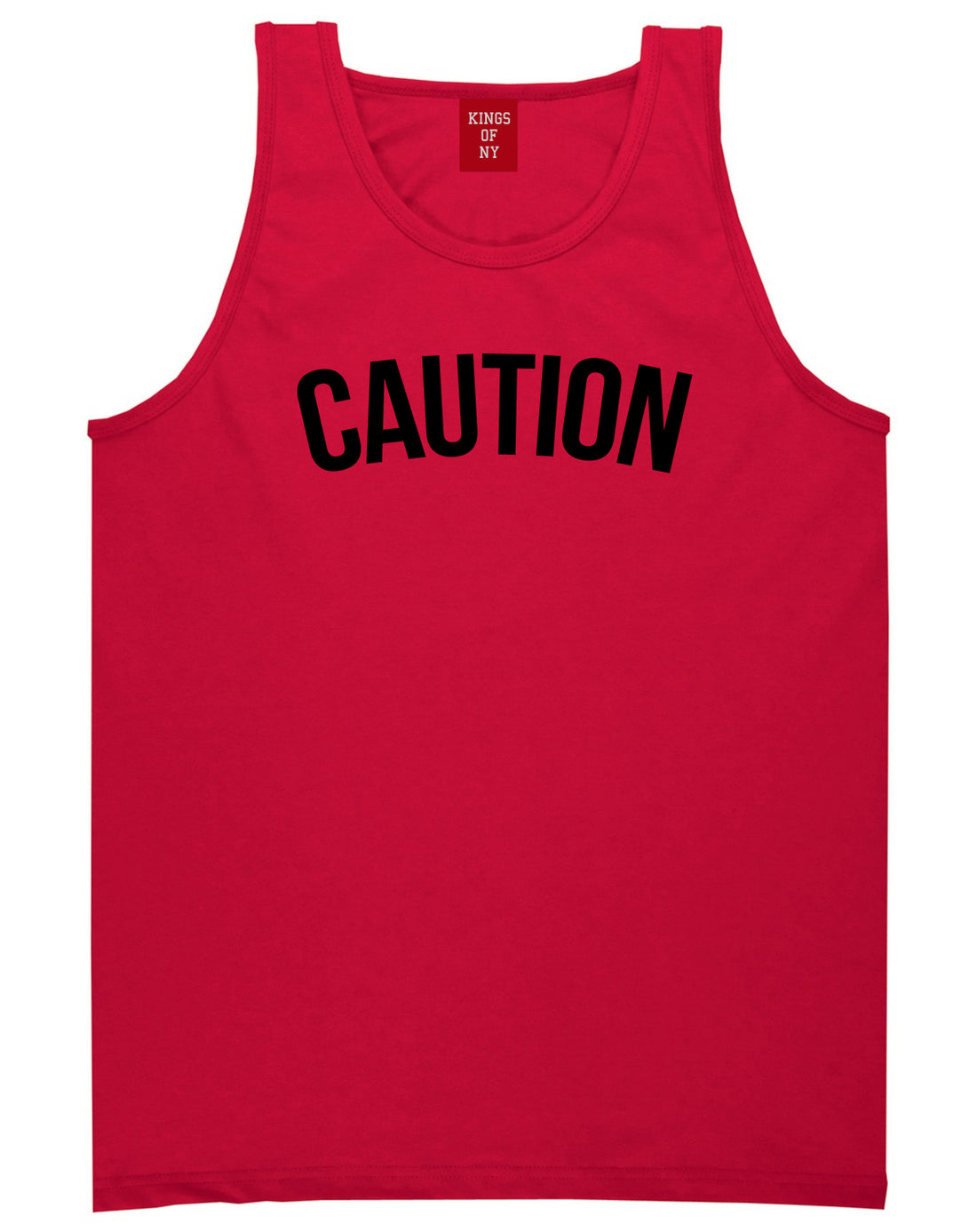 Caution Mens Tank Top Shirt Red by Kings Of NY