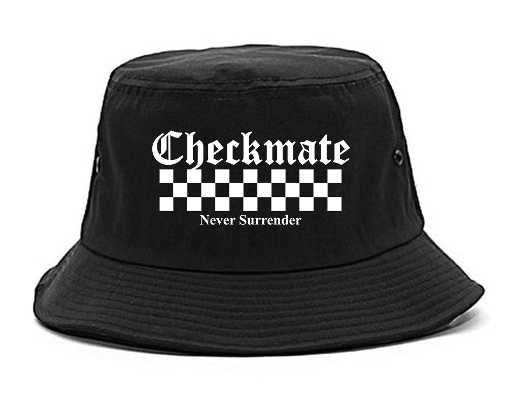 Checkmate Never Surrender Chess Mens Bucket Hat Black