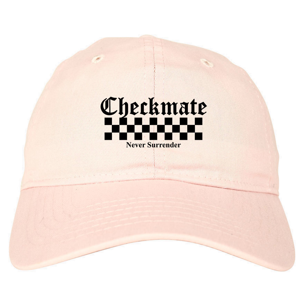 Checkmate Never Surrender Chess Mens Dad Hat Pink