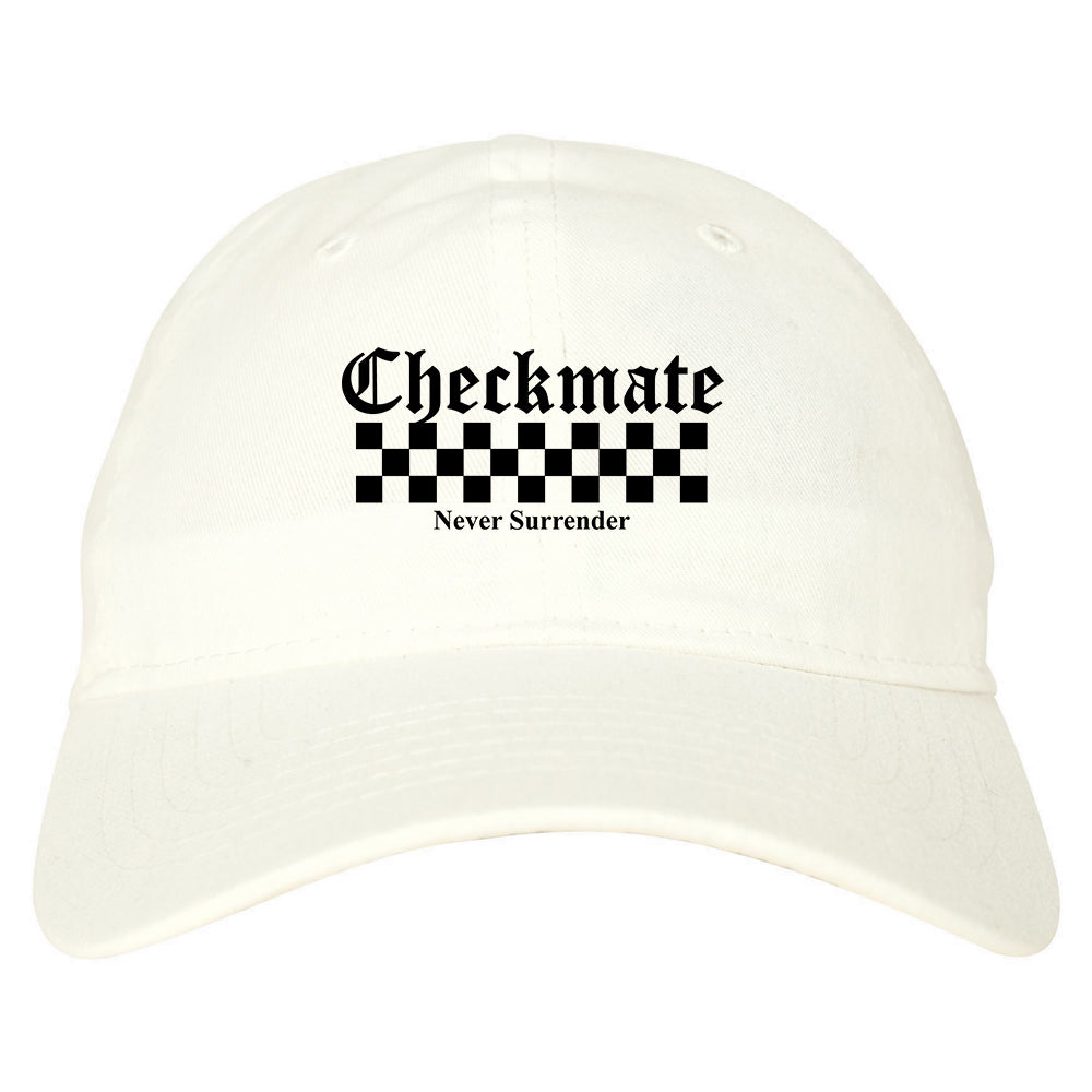 Checkmate Never Surrender Chess Mens Dad Hat White