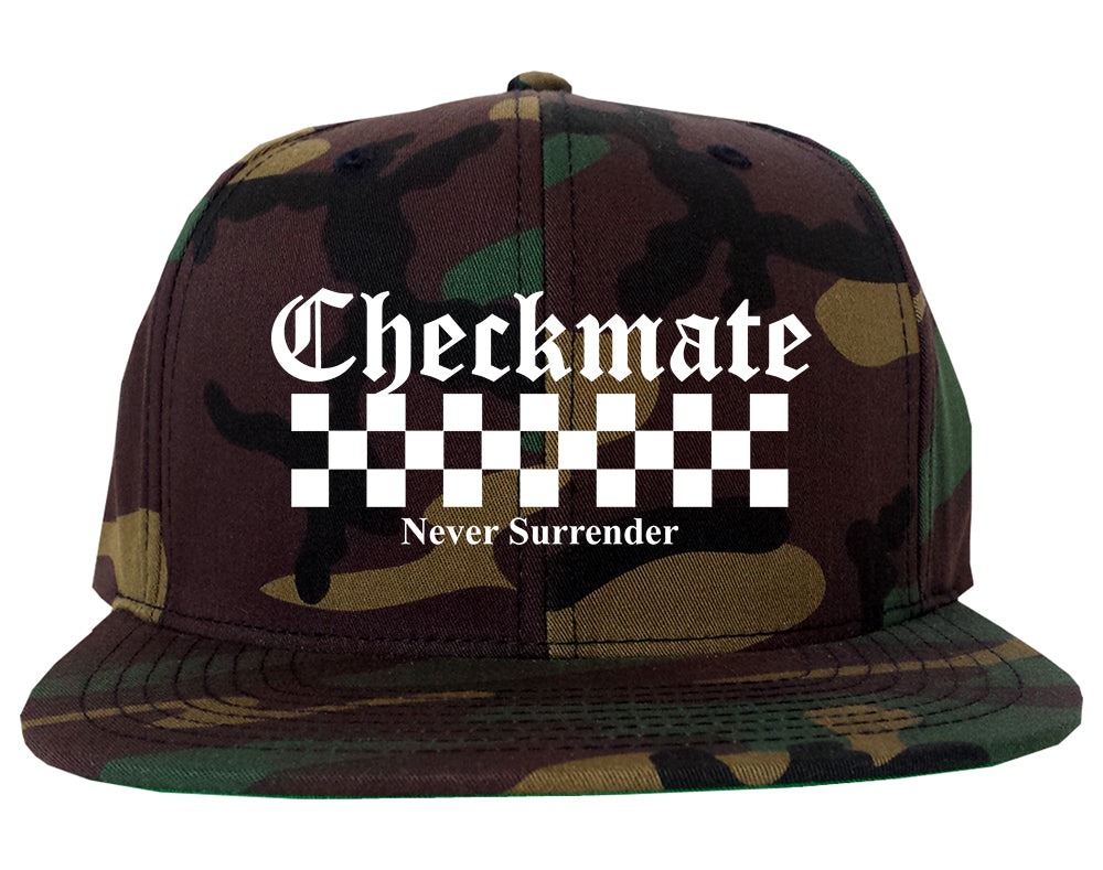 Checkmate Never Surrender Chess Mens Snapback Hat Army Camo
