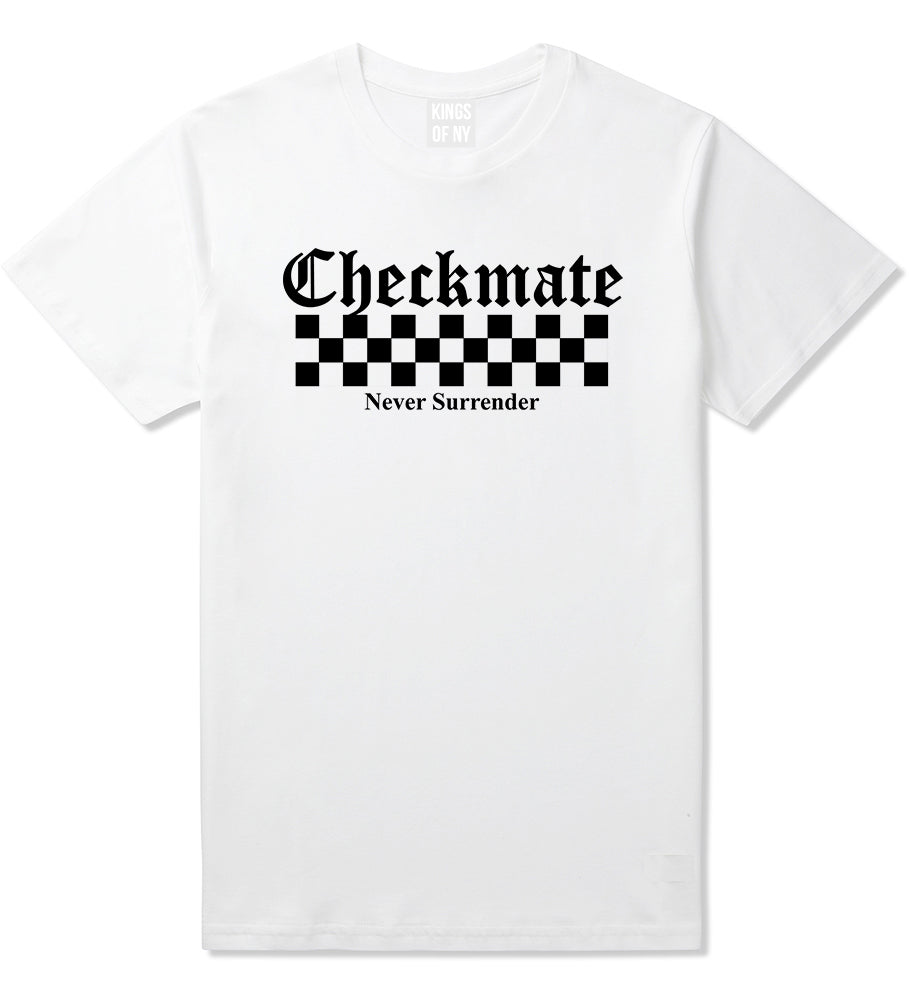 Checkmate Never Surrender Chess Mens T-Shirt White