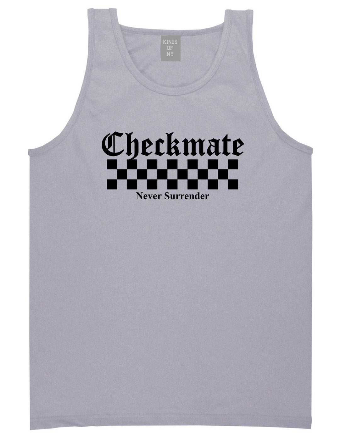 Checkmate Never Surrender Chess Mens Tank Top T-Shirt Grey