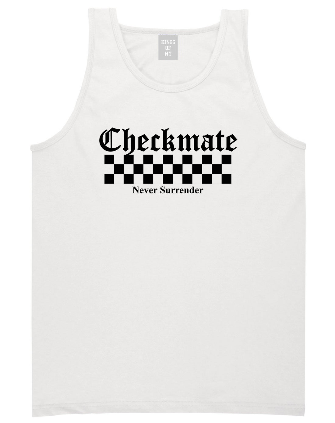 Checkmate Never Surrender Chess Mens Tank Top T-Shirt White
