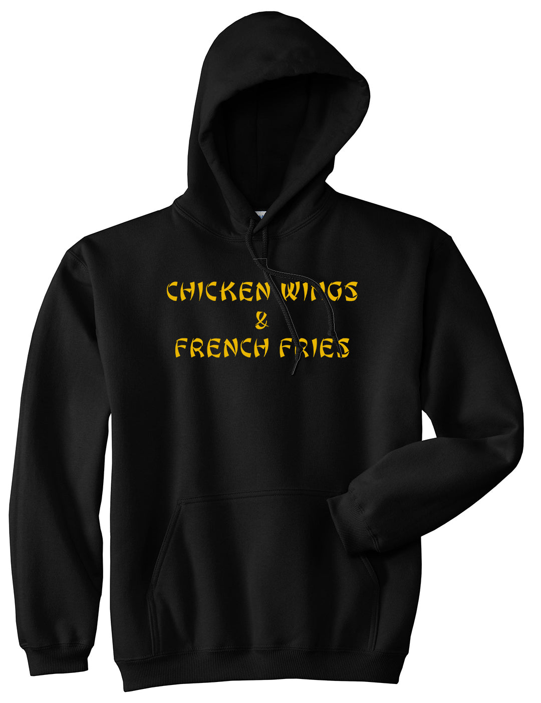 Chicken Wings And French Fries Pullover Hoodie in Black