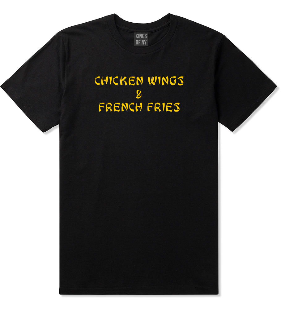Chicken Wings And French Fries T-Shirt in Black