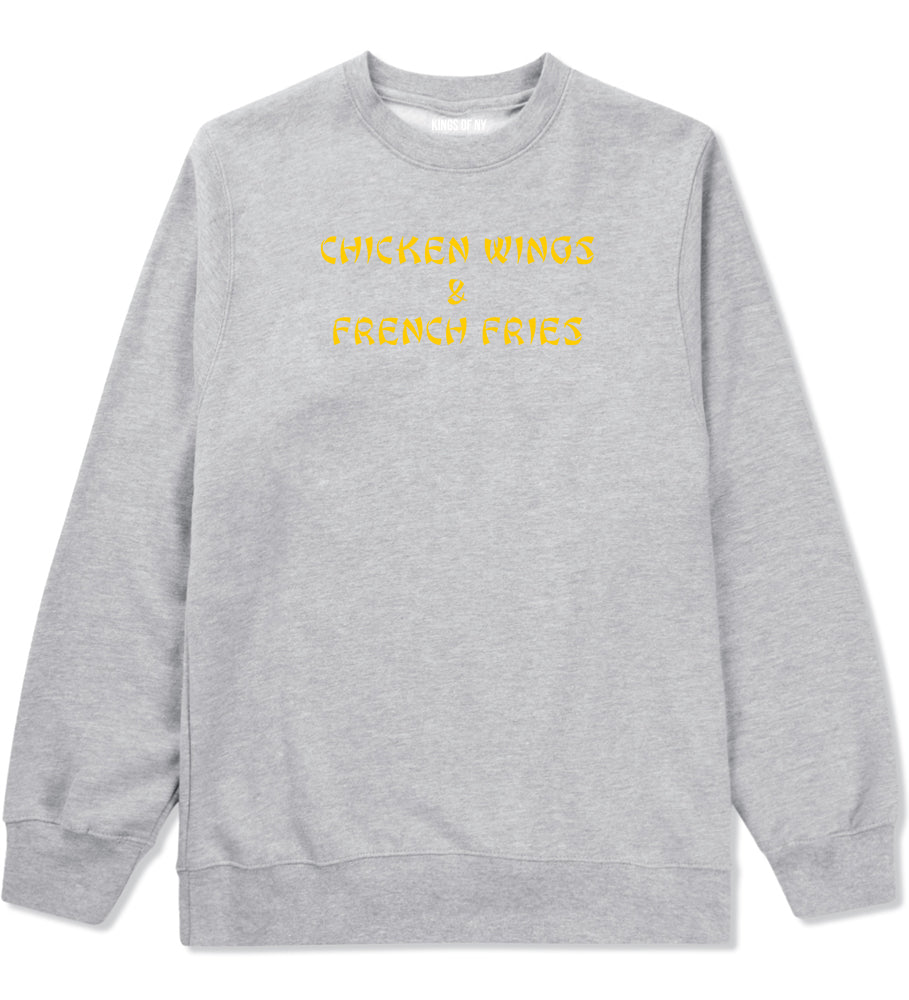 Chicken Wings And French Fries Crewneck Sweatshirt in Grey