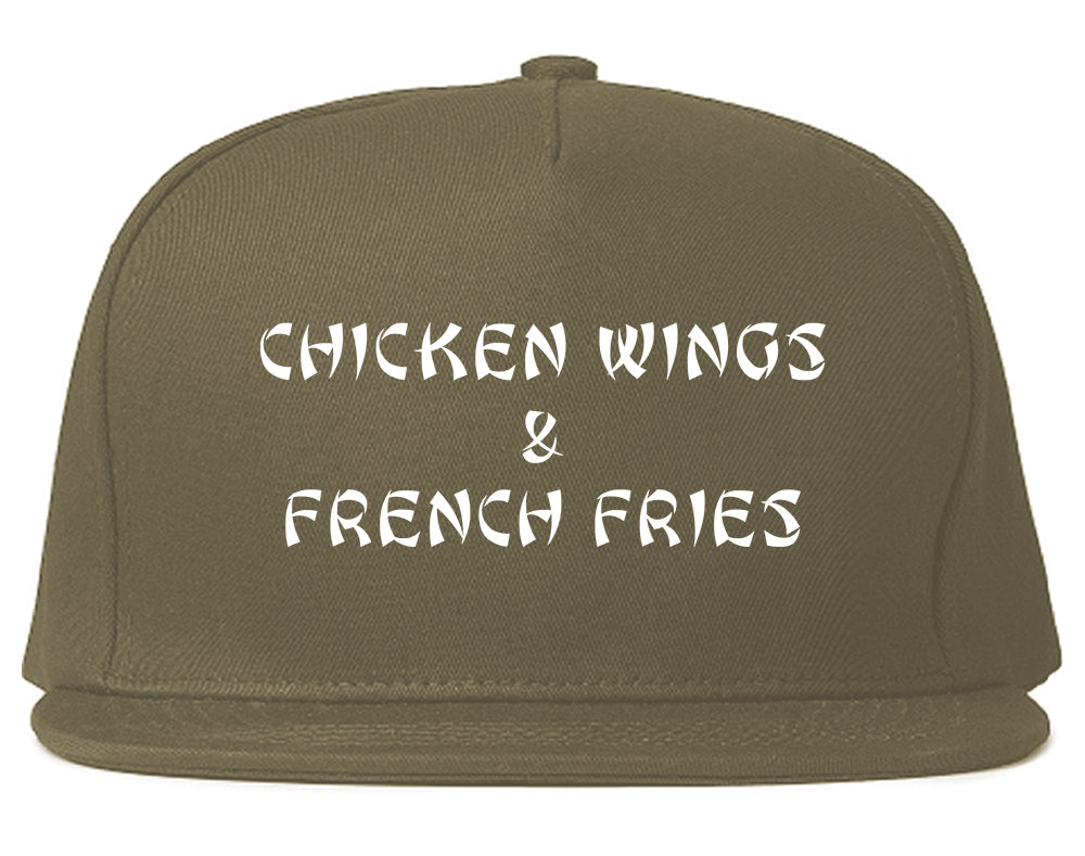 Chicken Wings And French Fries Grey Snapback Hat