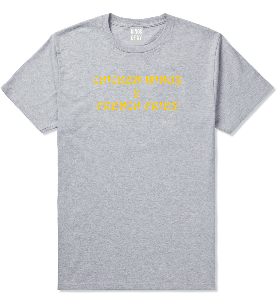 Chicken Wings And French Fries T-Shirt in Grey