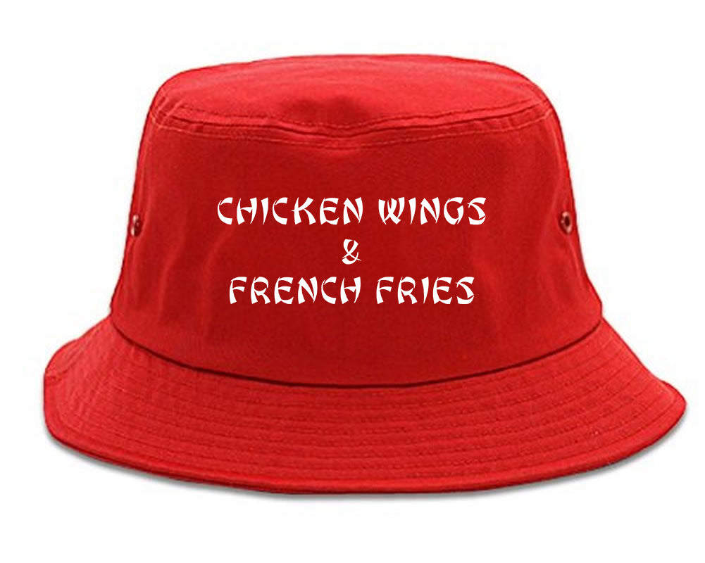 Chicken Wings And French Fries Red Bucket Hat