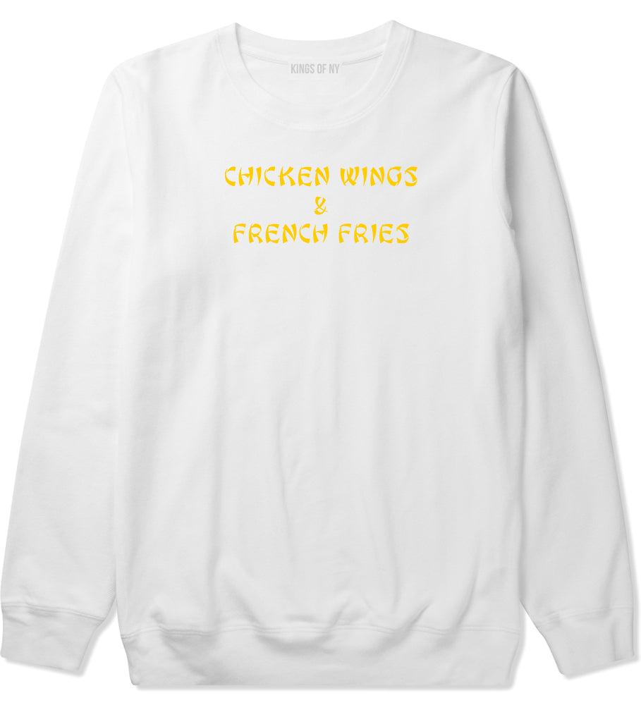 Chicken Wings And French Fries Crewneck Sweatshirt in White