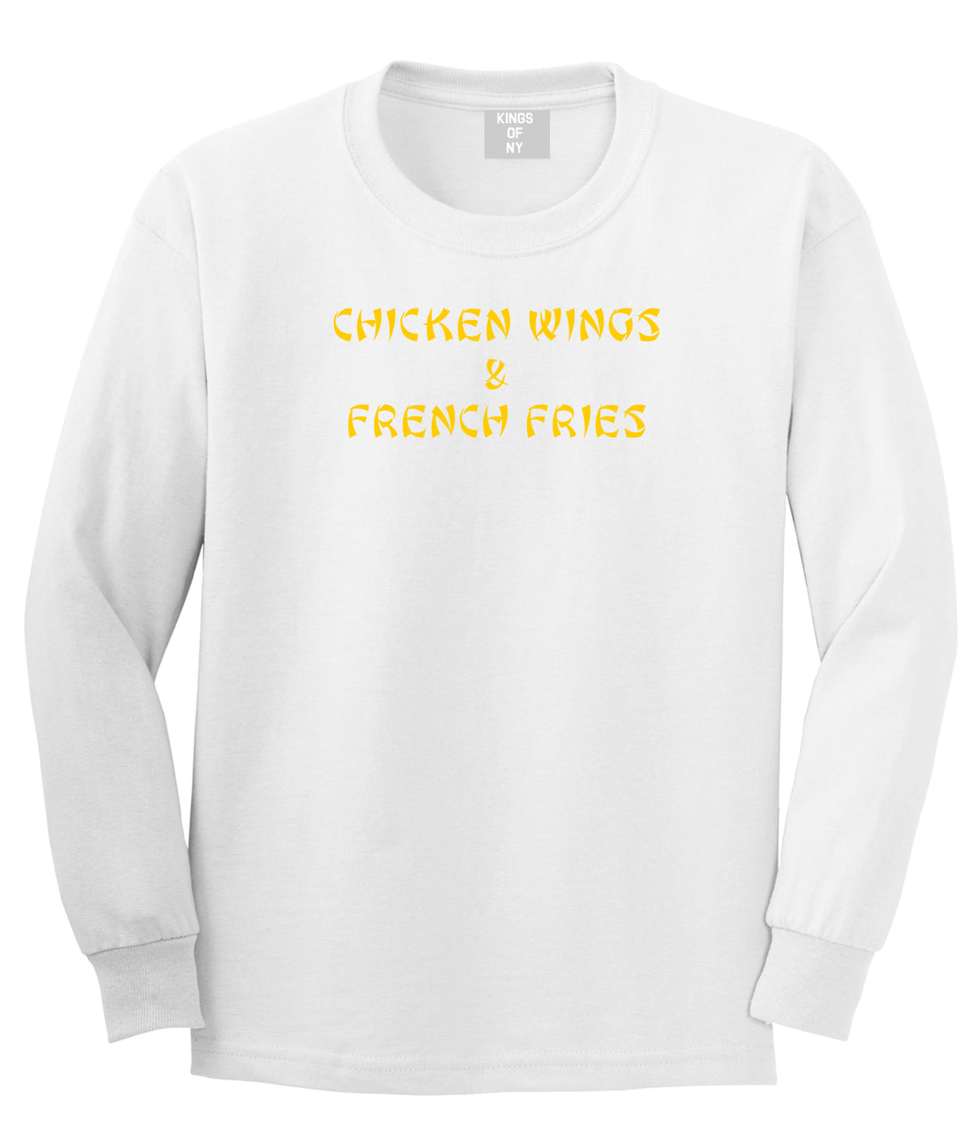 Chicken Wings And French Fries Long Sleeve T-Shirt in White
