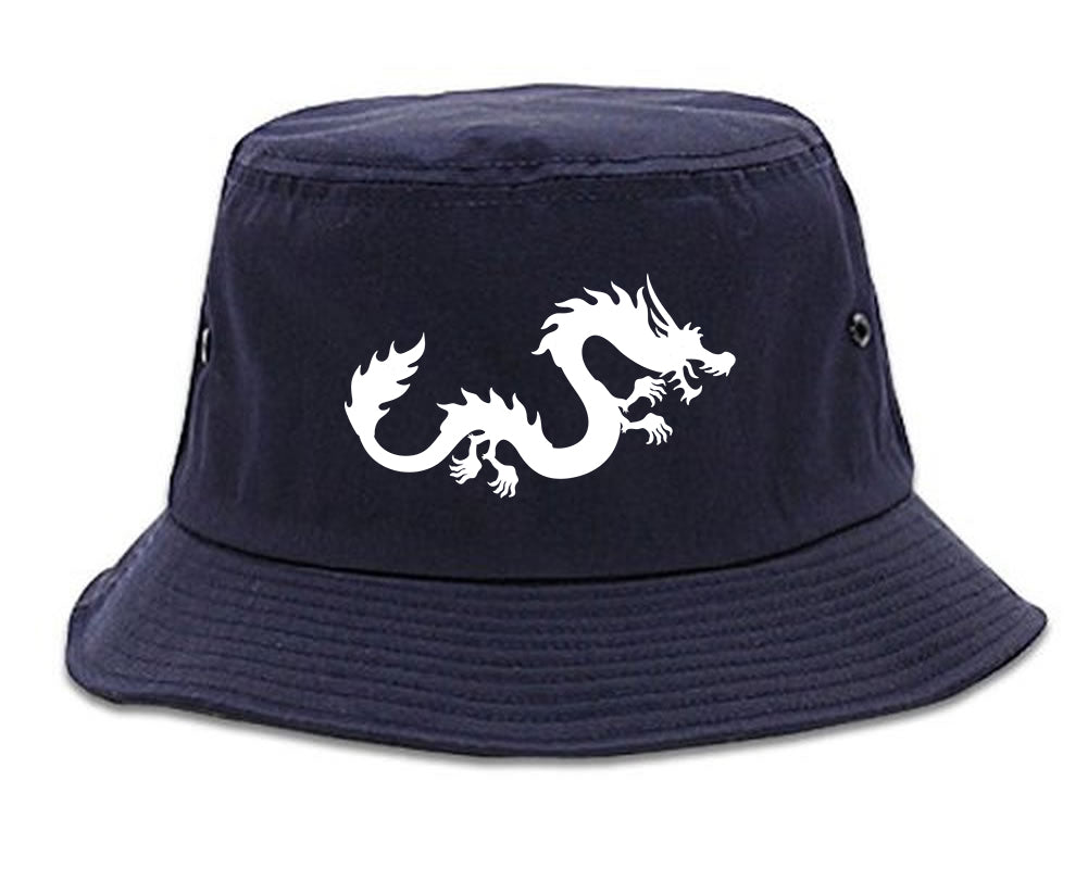 Chinese Dragon Bucket Hat Blue